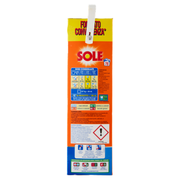 Sole Bianco Splendente Polvere lavatrice 78 misurini 3,9 kg
