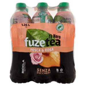 FUZE TEA Senza Zuccheri, Tè Nero Pesca Con Una Nota Di Rosa PET 6 x 1,25L