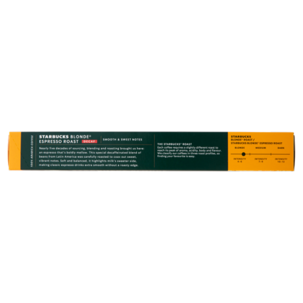 STARBUCKS Decaf Blonde Espresso Roast by Nespresso Caffè Decaffeinato 10 capsule 55 g
