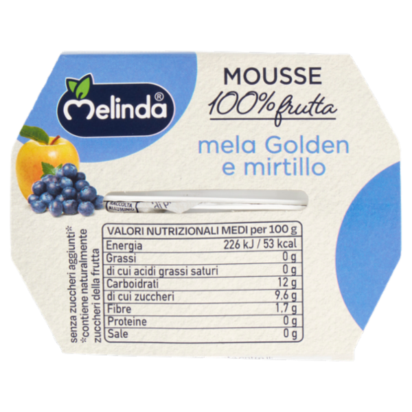 Melinda Mousse mela Golden e mirtillo 2 x 100 g