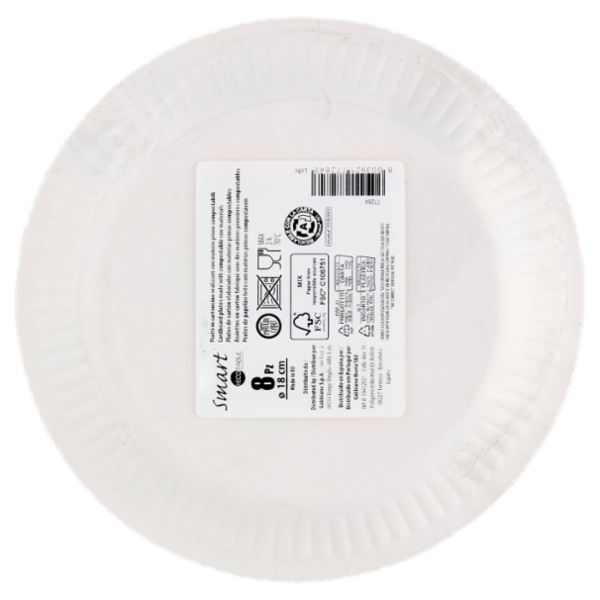 Smart Ecotable Piatti in cartoncino ø18 cm Sketch 8 pz