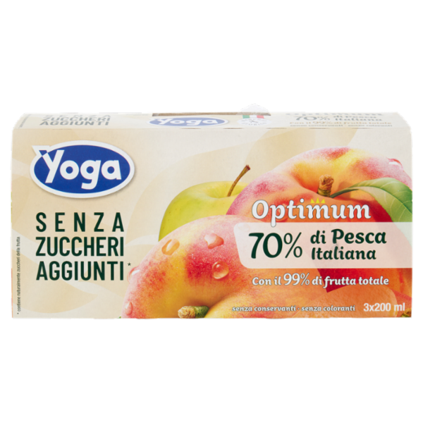 Yoga Optimum 70% di Pesca Italiana Senza Zuccheri Aggiunti* 3 x 200 ml