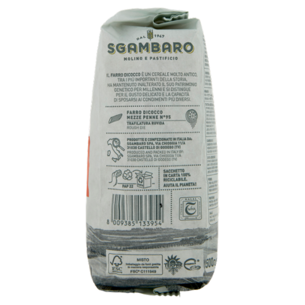 Sgambaro Bio Farro Dicocco Mezze Penne N°95 500 g