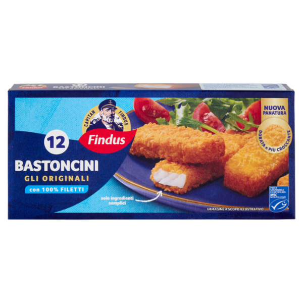 Capitan Findus 12 Bastoncini con 100% Filetti di Merluzzo 300 g