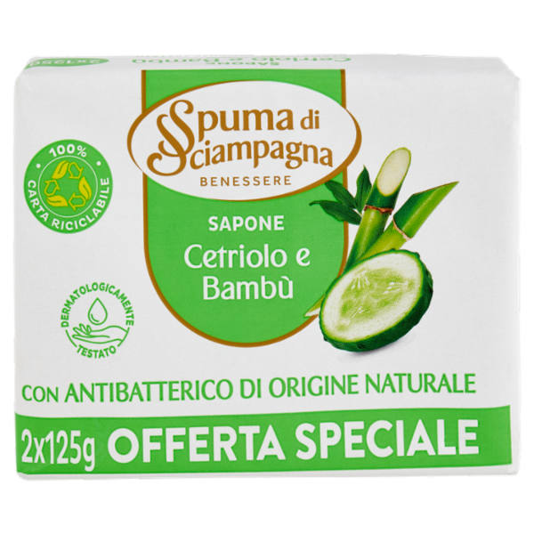 Spuma di Sciampagna Benessere Sapone Cetriolo e Bambù 2 x 125 g