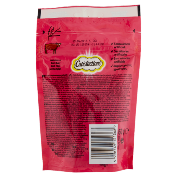 Catisfactions Snack Gatto con Appetitoso Manzo 60 g