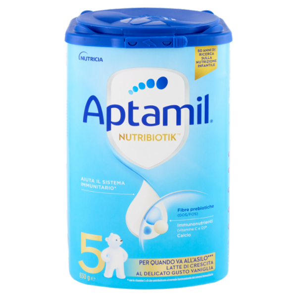 APTAMIL 5 - Latte di crescita in Polvere, Supporta il Sistema Immunitario grazie alle Vit C&D, 830g