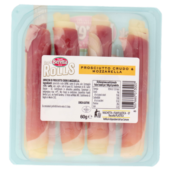 Fratelli Beretta Snack Rolls Prosciutto Crudo & Mozzarella 60 g