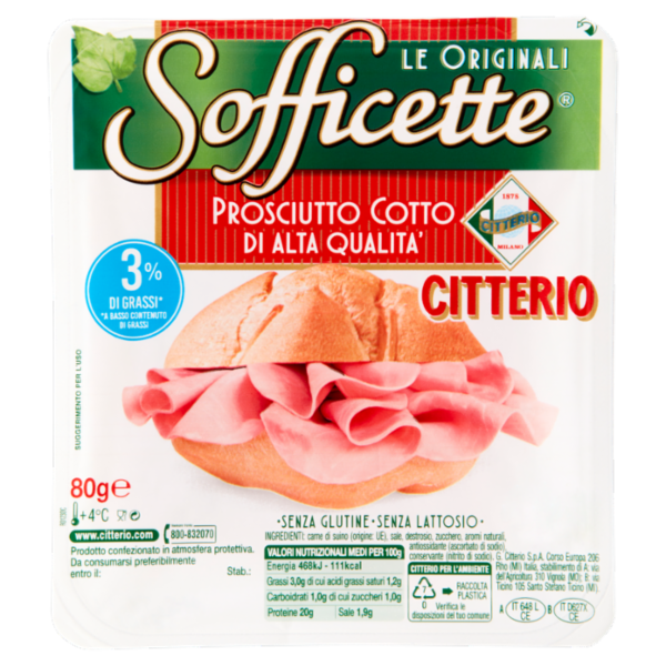 Citterio Sofficette Prosciutto Cotto di Alta Qualità 80 g
