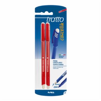 FILA TRATTO CANCELLIK PENNA A SFERA CANCELLABILE ROSSA 2 PEZZI E GOMMA