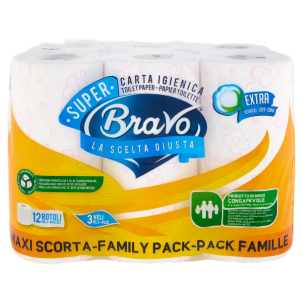 Bravo Super Carta Igienica 3 Veli 12 pz