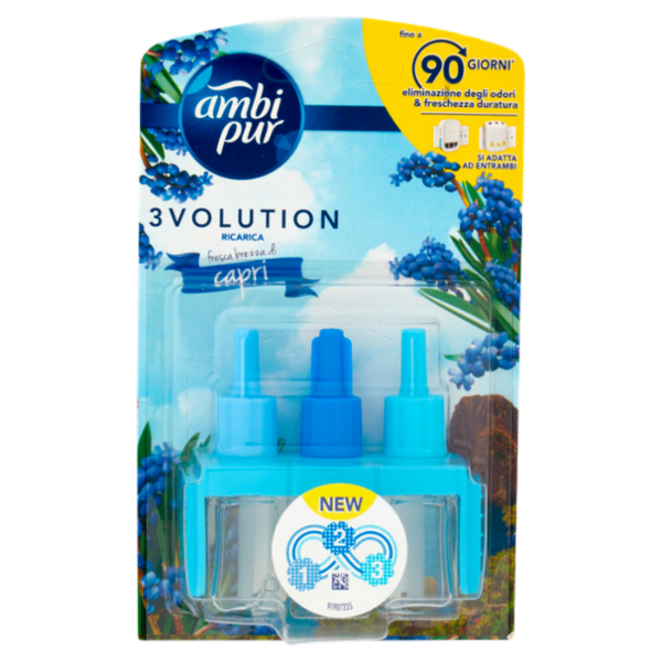 Ambi Pur Profumatore per Ambienti 3Volution, Deodorante, Freschezza di Capri, Ricarica 20ml
