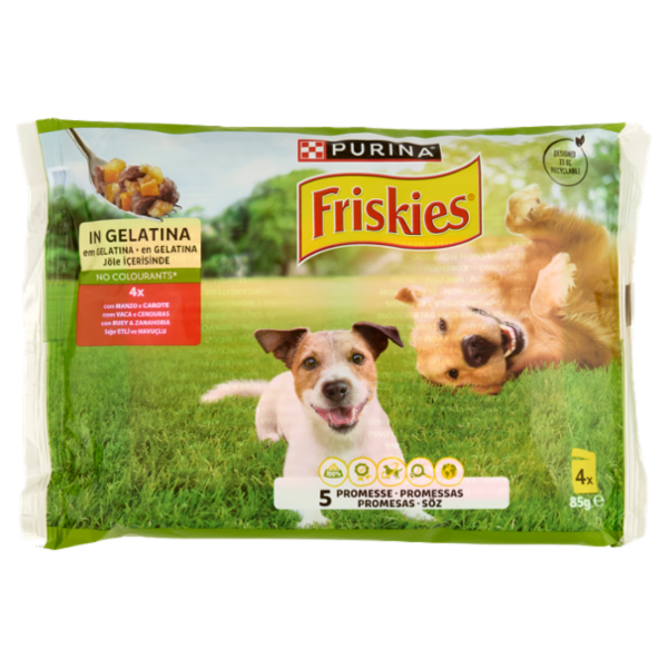 PURINA FRISKIES In Gelatina Con Manzo e Carote 4 x 85 g