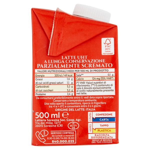 Latteria Soresina Latte Soresina Parzialmente Scremato UHT a Lunga Conservazione 500 ml