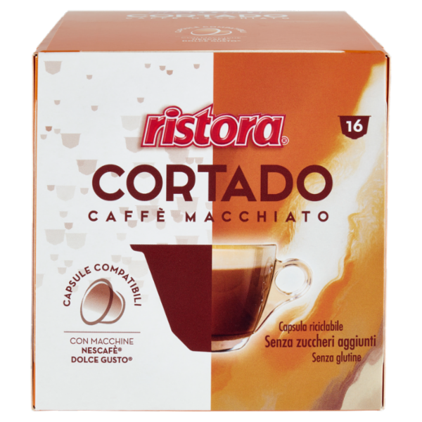 ristora Cortado Caffè Macchiato Capsule Compatibili con Macchine Nescafè Dolce Gusto 16 x 7 g