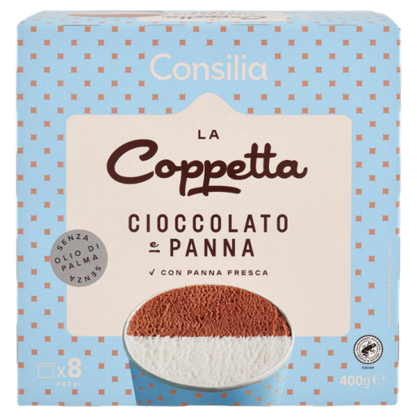 Consilia 8 Coppette di Gelato Cioccolato e Panna 400 g