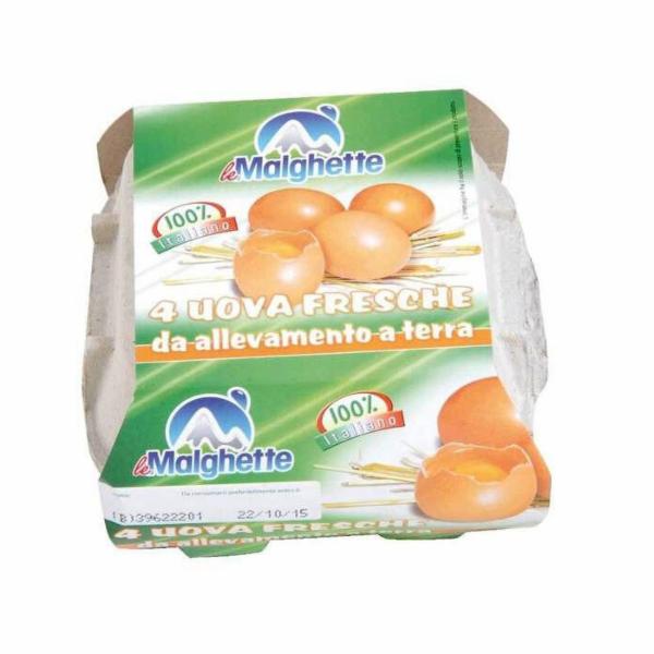 Le Malghette 4 Uova Grandi Allevate a Terra 225 g