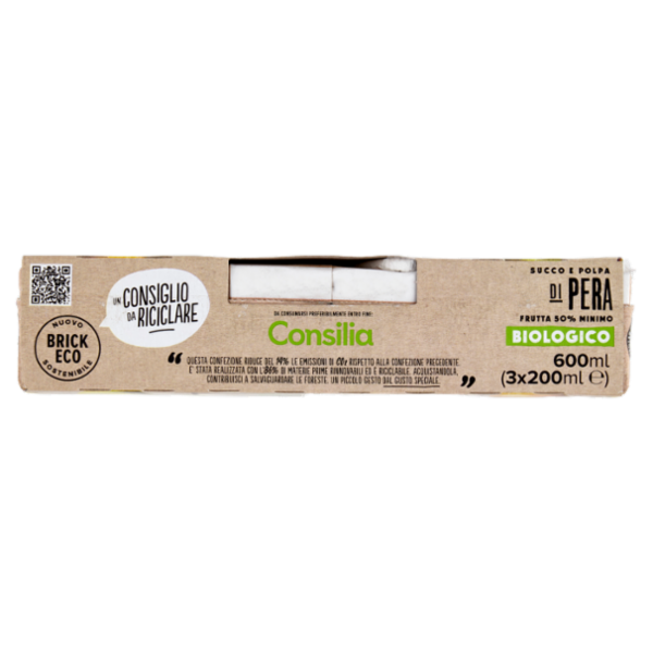 Consilia Succo e Polpa di Pera Biologico 3x200 ml