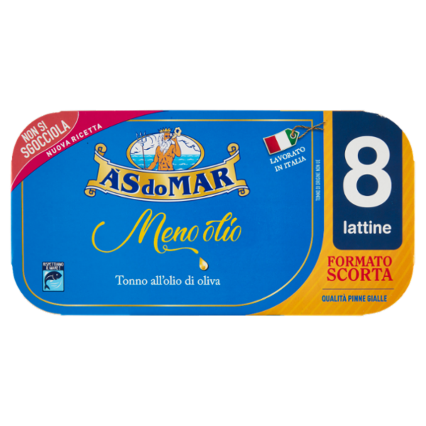 Asdomar Meno olio Tonno all'olio di oliva 8 x 60 g