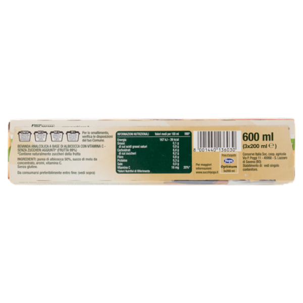 Yoga Optimum 50% di Albicocca Italiana Senza Zuccheri Aggiunti* 3 x 200 ml