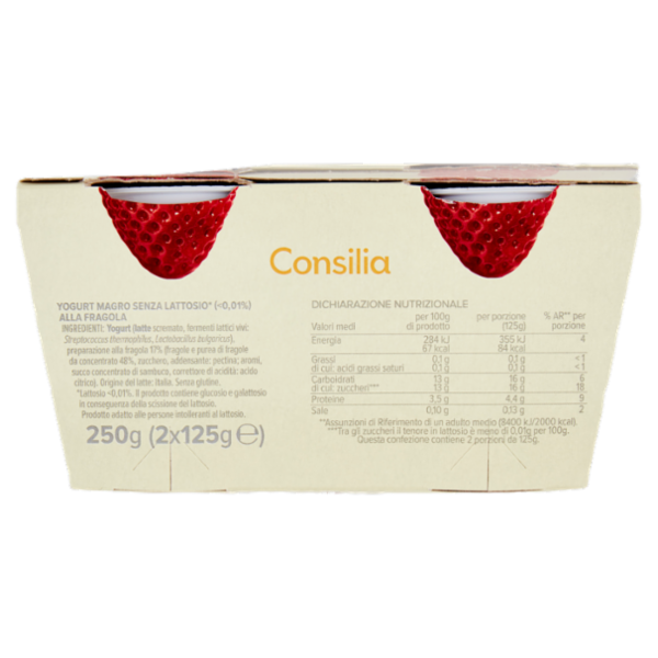 Consilia Yogurt Magro Senza Lattosio Fragola 2x125 g