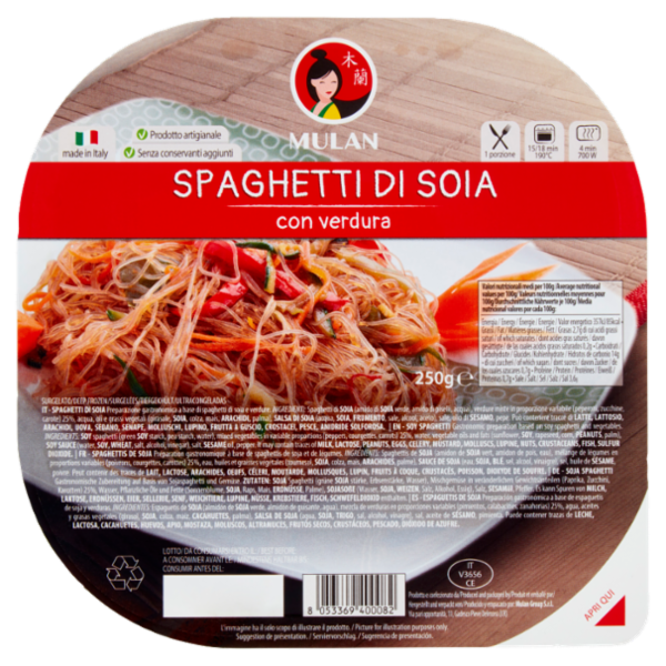 Mulan Spaghetti di Soia con verdura Surgelato 250 g