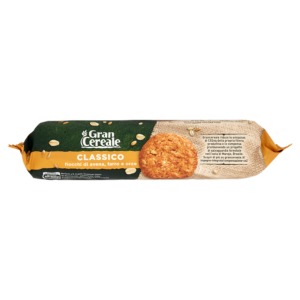 Gran Cereale Biscotti Gran Cereale Classico Fiocchi di Avena Farro Orzo Tubo 500 g