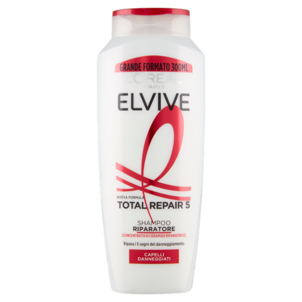 Elvive Total Repair 5 Shampoo Riparatore, per Capelli Danneggiati, 300 ml