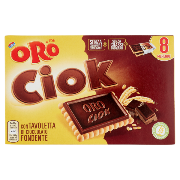 Oro Ciok biscotto con Tavoletta di Cioccolato fondente - 8 x 25 g
