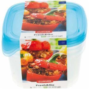 Curver Fresh & Go Set Scatole per Alimenti Quad 3 Pezzi X 1,2l Set 3 C
