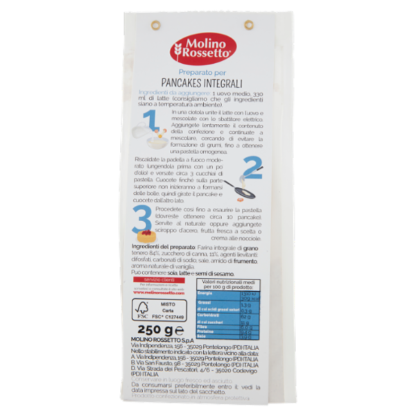 Molino Rossetto Preparato per Pancakes Integrali 250 g