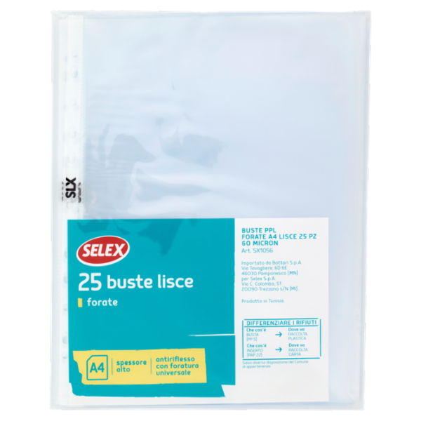 Selex Buste in PPL Forate Lisce Formato A4