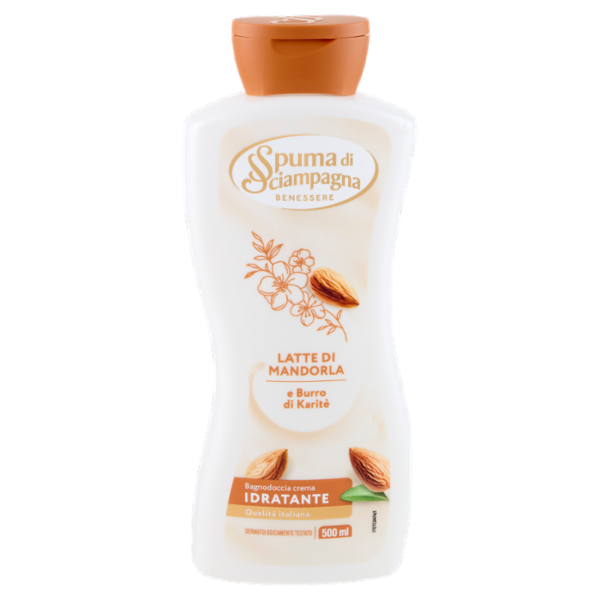 Spuma di Sciampagna Benessere Bagnodoccia crema Idratante Latte di Mandorla e Burro di Karitè 500 ml