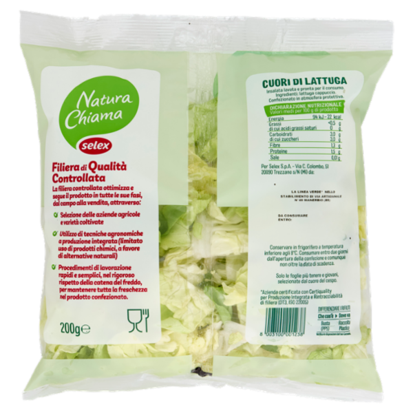 Selex Natura Chiama Cuori di Lattuga Lavati e Pronti per il Consumo 200 g