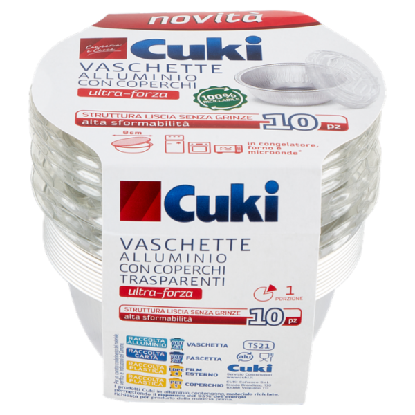 Cuki Conserva e Cuoce Vaschette Alluminio con Coperchi ultra-forza 8cm 10 pz