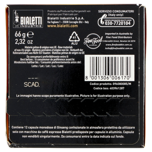Bialetti Caffè d'Italia Espresso Bar Ginseng 12 Capsule 66 g
