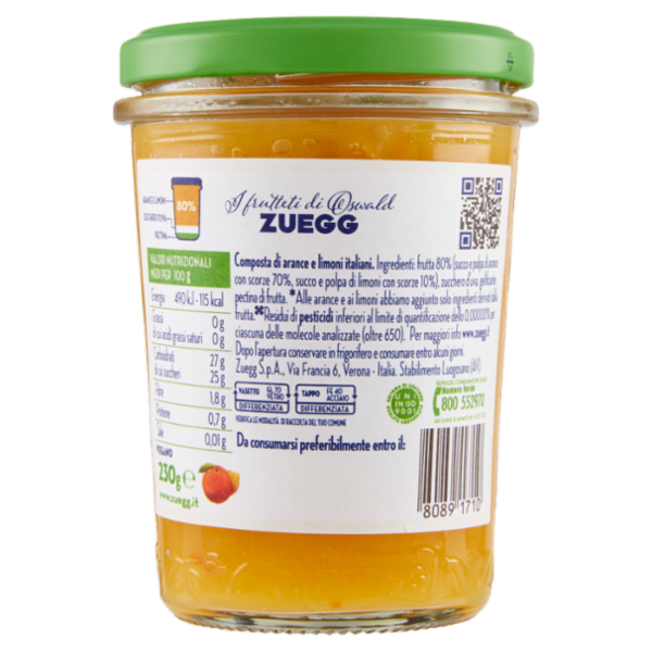 Zuegg I frutteti di Oswald Zuegg Zero Residui 100% da Frutta* Arance Limoni Italiani 230 g
