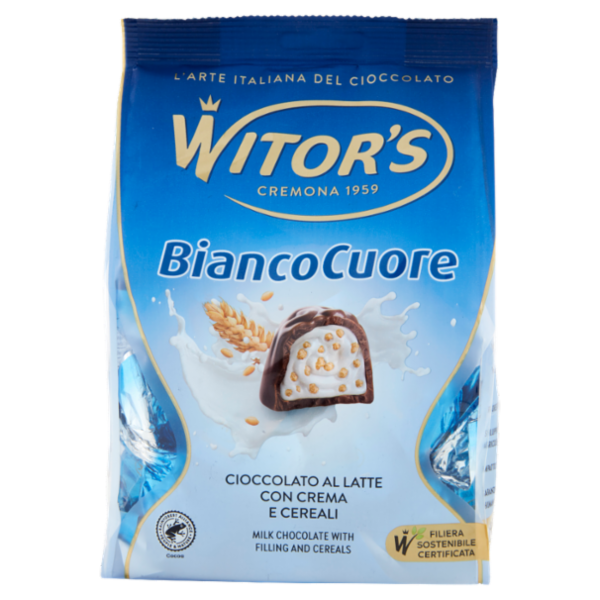 Witor's Bianco Cuore Cioccolato al Latte con Crema e Cereali 250 g
