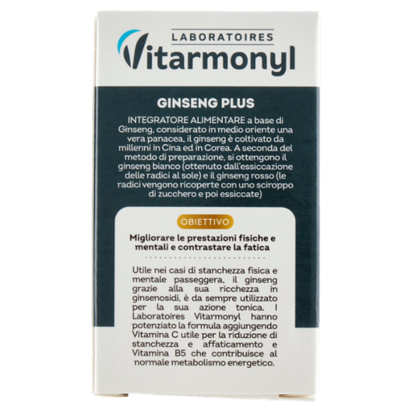 Laboratoires Vitarmonyl Ginseng Plus con Vitamina C e B5 40 Capsule 14,2 g