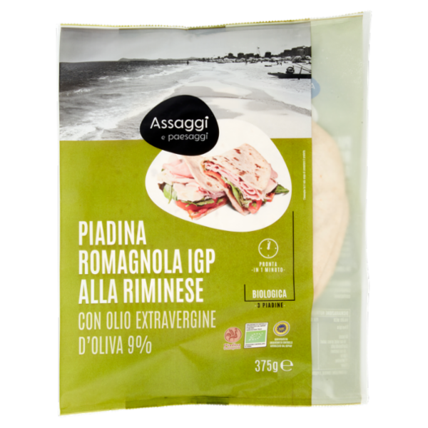 Assaggi e paesaggi Piadina Romagnola IGP alla Riminese Biologica 3 x 125 g