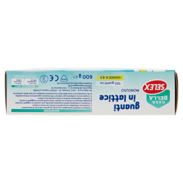 Selex Casa Bella Guanti Monouso in Lattice Naturale Misura Grande (8-8,5) Dispenser 100 pezzi