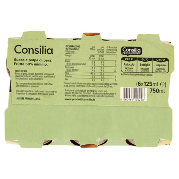 Consilia Succo e Polpa di Pera 6x125 ml