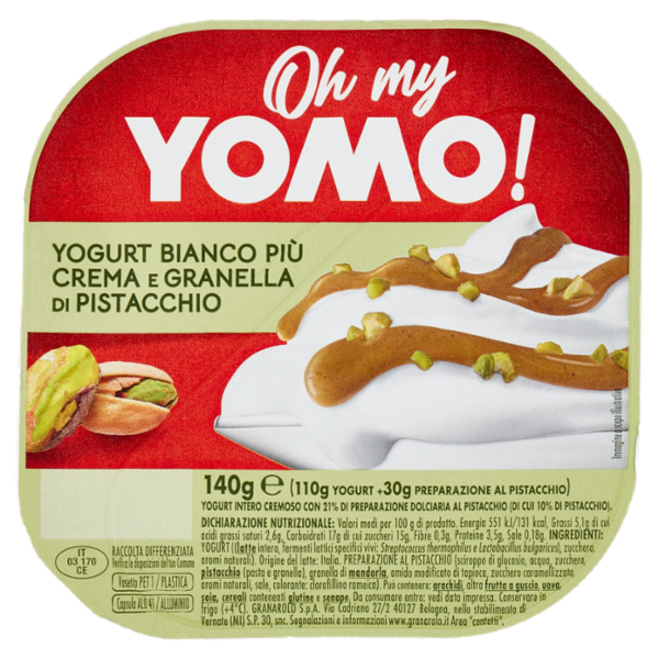 Oh my Yomo! Yogurt Bianco Più Crema e Granella di Pistacchio 140 g