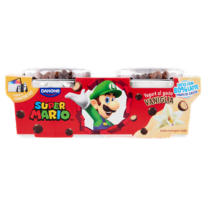 DANONE Supermario, Yogurt Alla Vaniglia Con Palline Di Cereali Ricoperte Al Cioccolato, 2x110g