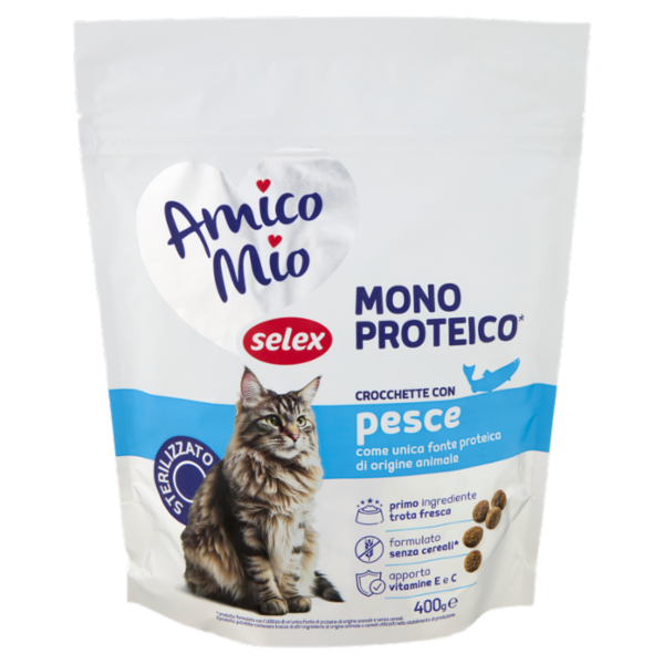 Selex Amico Mio Gatto Croccantini con Pesce Mono Proteico 400 g