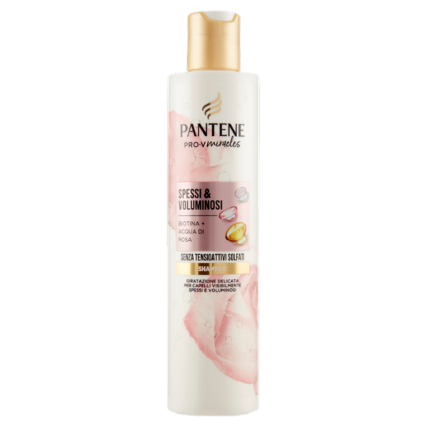 Pantene Shampoo Miracles Spessi & Voluminosi con Biotina + Acqua di Rosa 225 ml