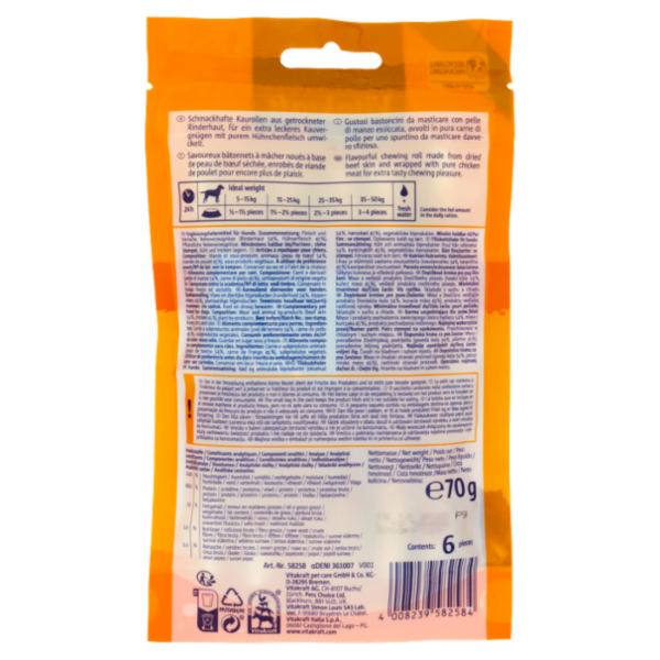 Vitakraft Delicious Chews Bastoncini da Masticare per Coccolarsi 6 pezzi 70 g