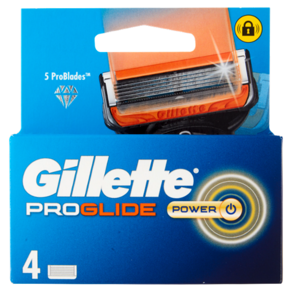 Gillette Proglide Power Lamette di ricambio per Rasoio da Uomo, 4 Ricariche