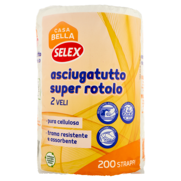 Selex Casa Bella Asciugatutto 2 Veli Super Rotolo 200 Strappi