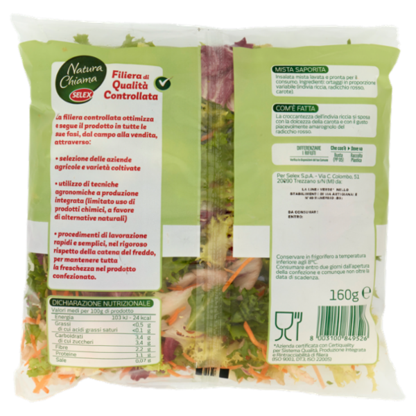 Selex Natura Chiama Insalata Mista Saporita Lavata e Pronta per il Consumo 160 g